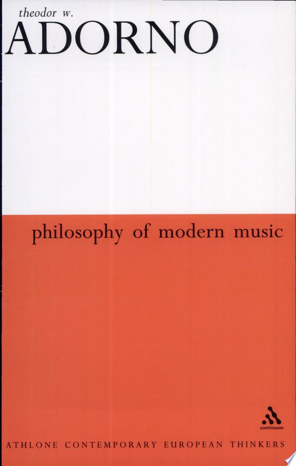 Philosophy of Modern Music by Theodor W. Adorno book cover