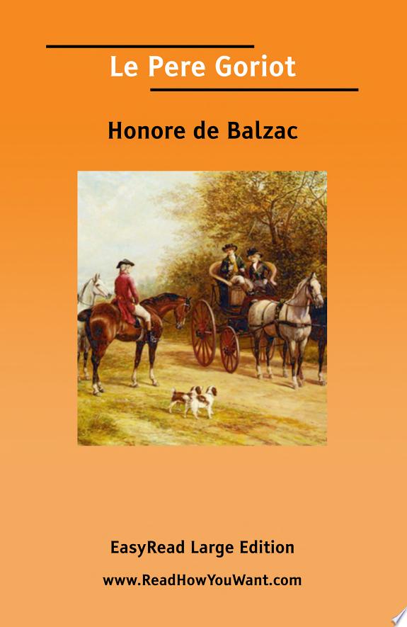 Le Pere Goriot by Honore de Balzac book cover
