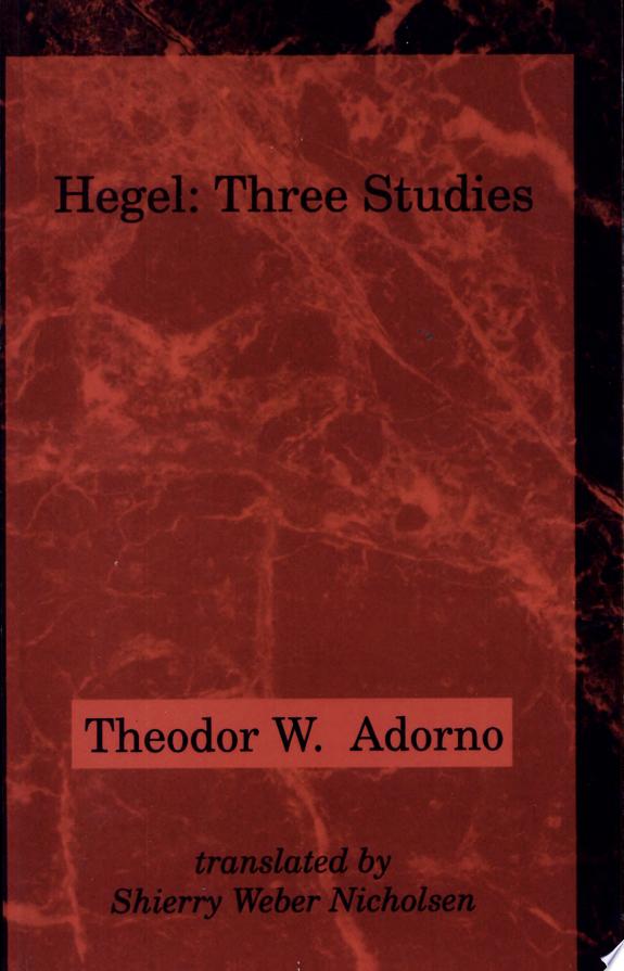 Hegel by Theodor W. Adorno book cover