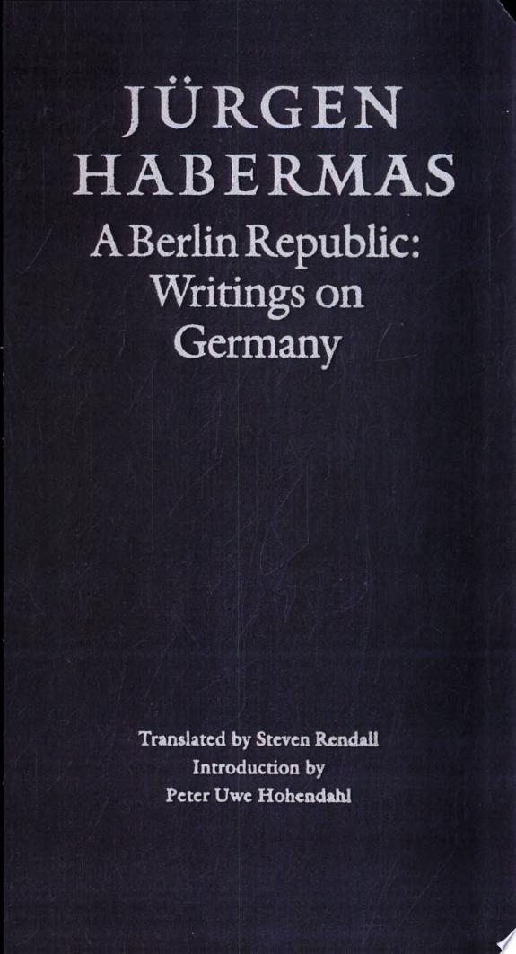 A Berlin Republic by J_rgen Habermas book cover