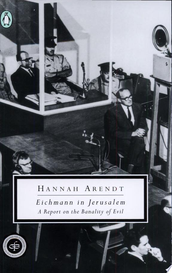 Eichmann in Jerusalem by Hannah Arendt book cover