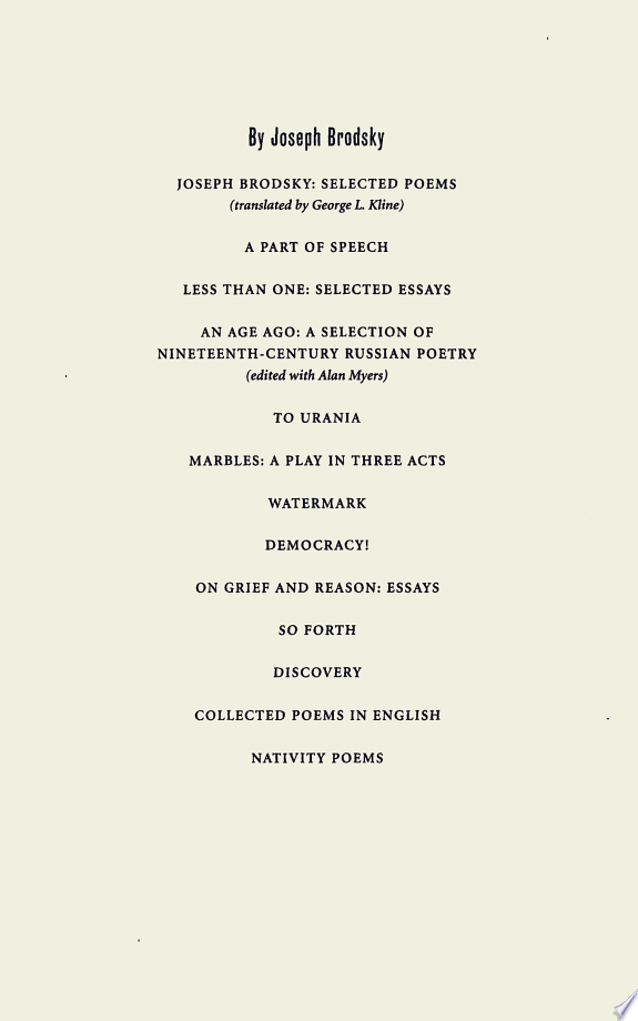 Nativity Poems by Joseph Brodsky book cover