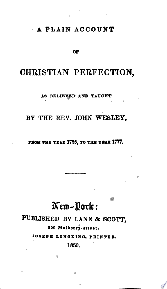 A Plain Account of Christian Perfection by John Wesley book cover