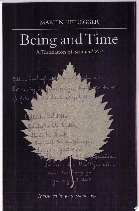 Being and Time by Martin Heidegger book cover