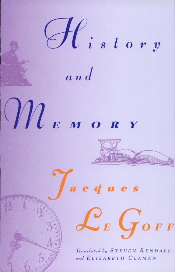 History and Memory by Jacques Le Goff book cover