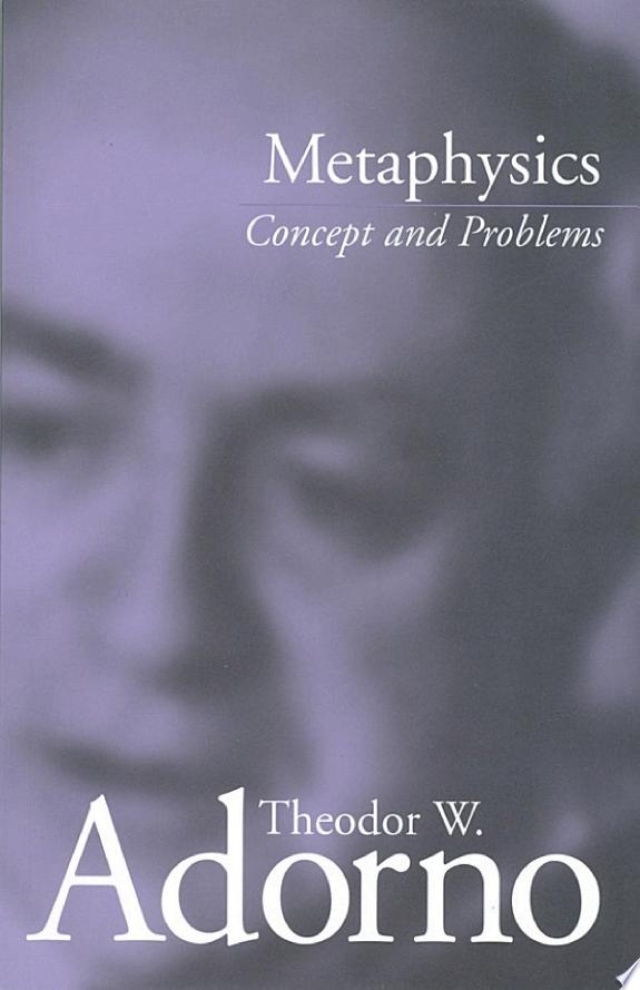 Metaphysics by Theodor W. Adorno book cover