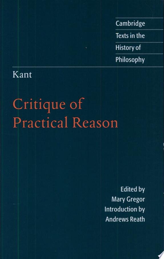 Kant: Critique of Practical Reason by Immanuel Kant book cover