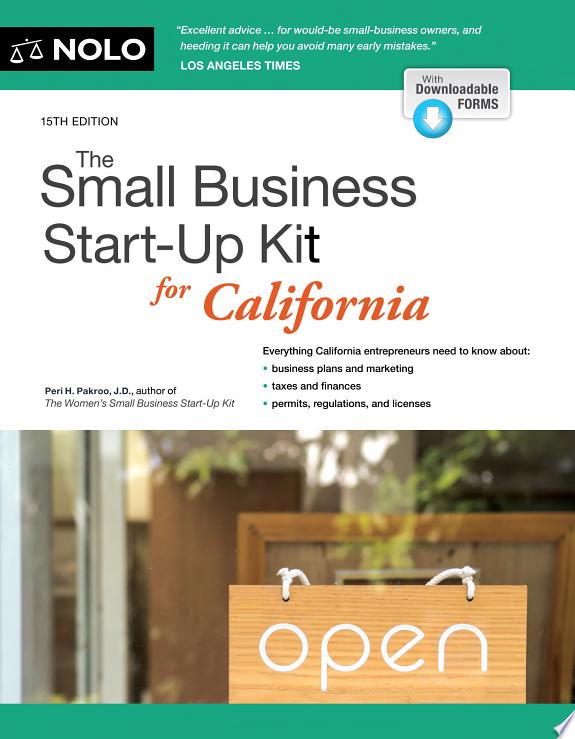 The Small Business Start-Up Kit for California by Peri Pakroo book cover
