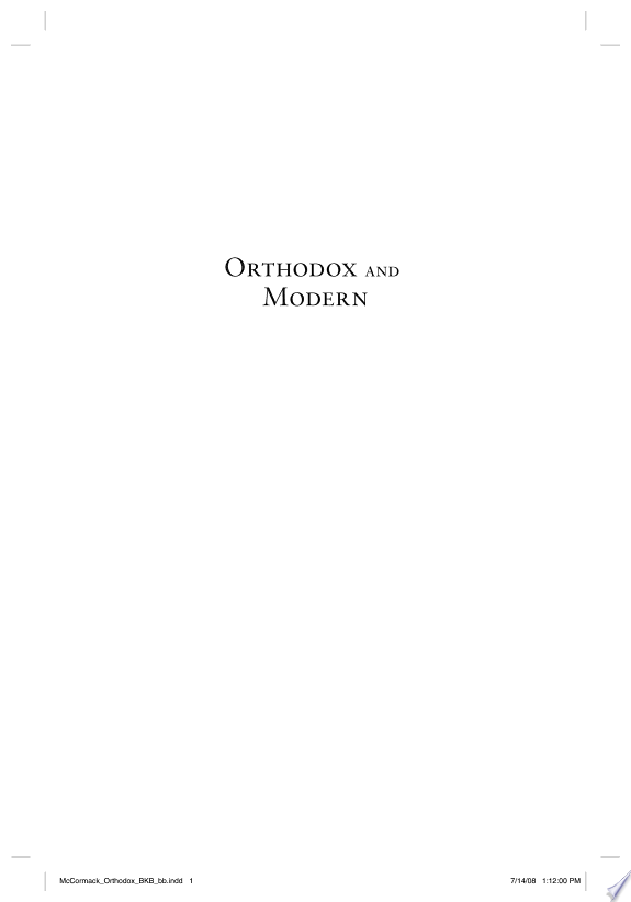 Orthodox and Modern by Bruce L. McCormack book cover