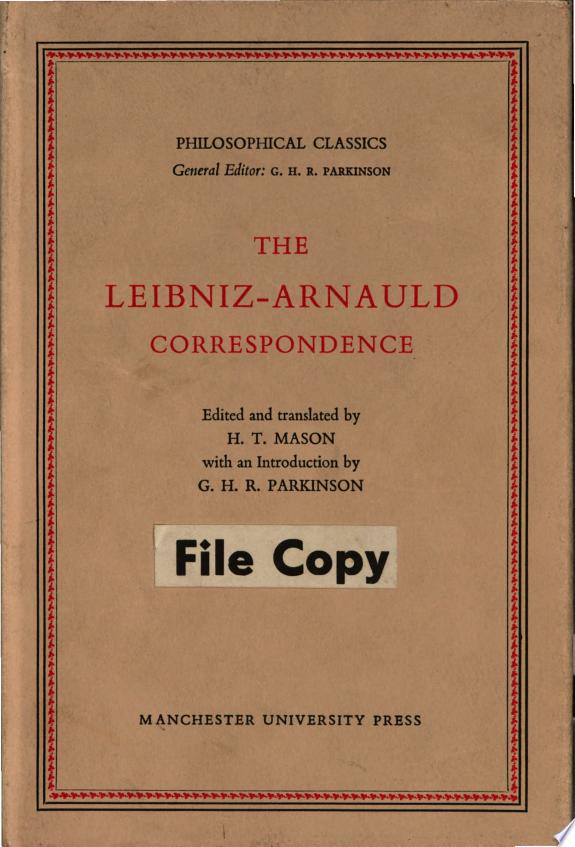 The Leibniz-arnauld Correspondence by Antoine Arnauld book cover