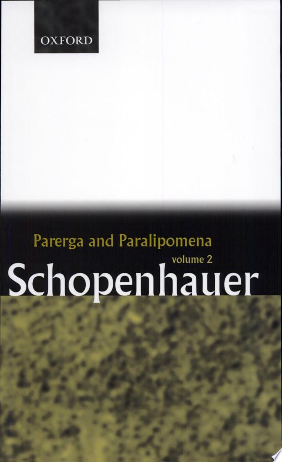 Parerga and Paralipomena by Arthur Schopenhauer book cover
