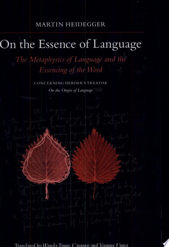 On the Essence of Language by Martin Heidegger book cover