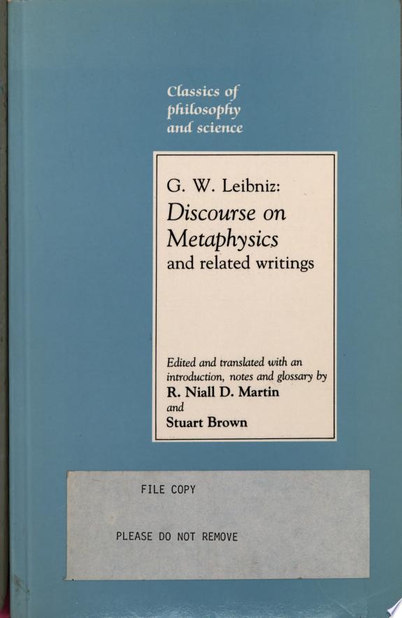 Discourse on Metaphysics and Related Writings by Gottfried Wilhelm Freiherr von Leibniz book cover
