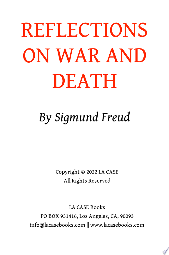 Reflections on War and Death by Sigmund Freud book cover