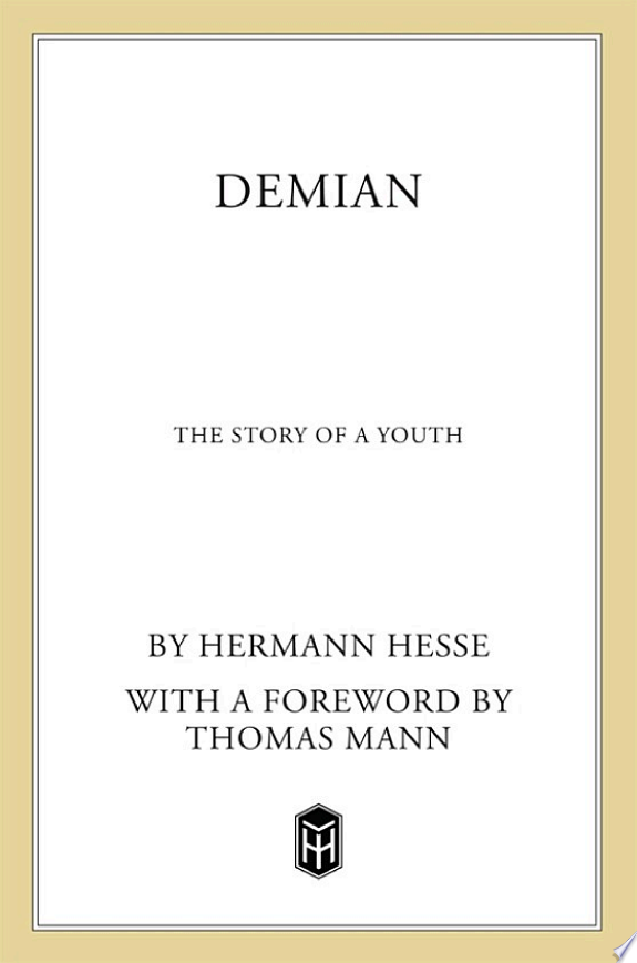 Demian by Hermann Hesse book cover