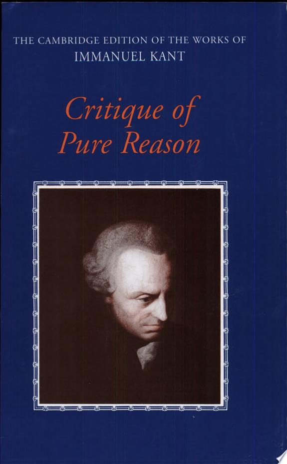 Critique of Pure Reason by Immanuel Kant book cover