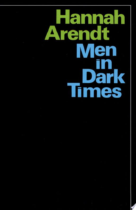 Men in Dark Times by Hannah Arendt book cover